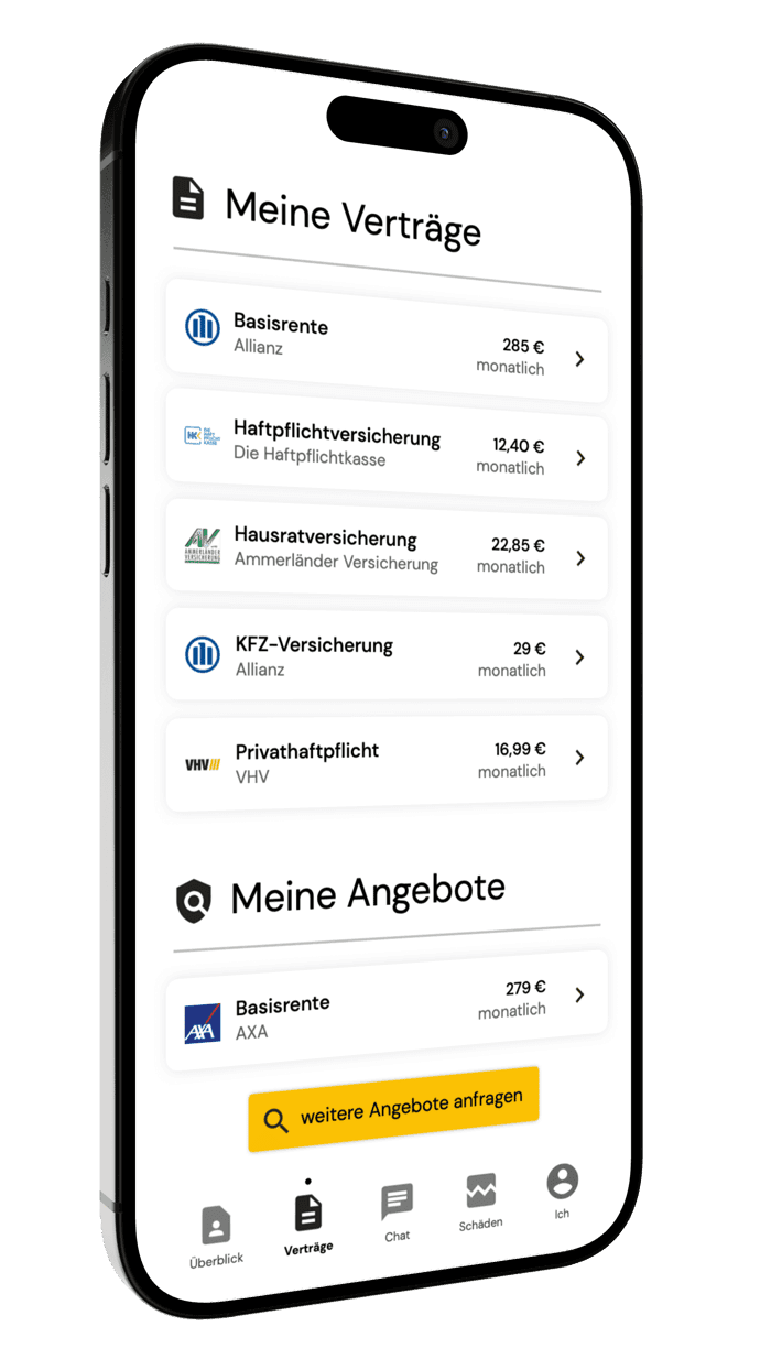 Versicherungsordner auf dem Smartphone